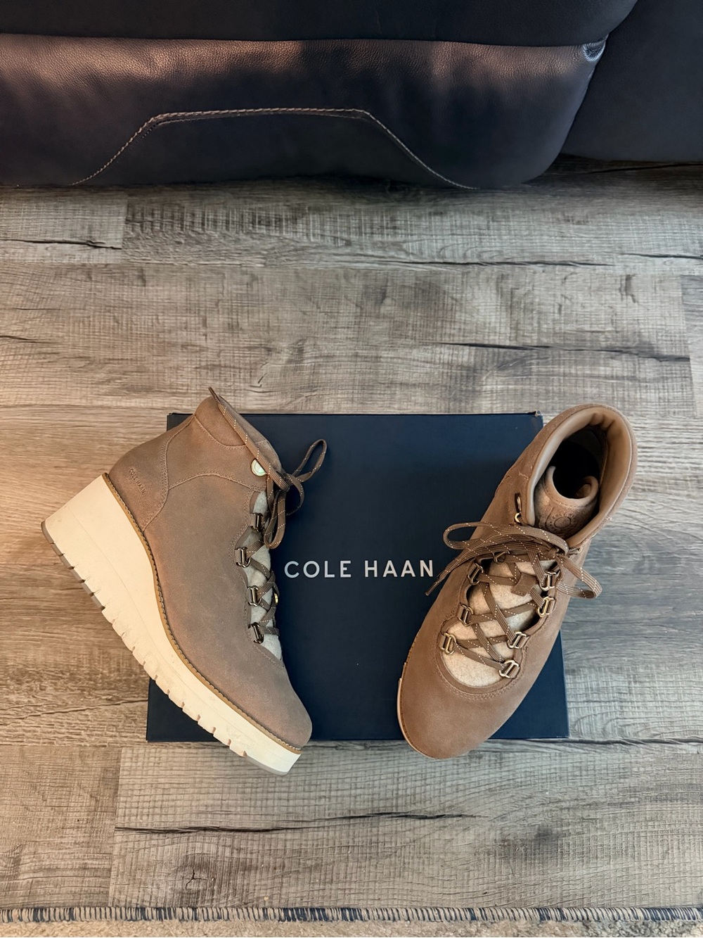 Cole Haan Women’s Brown Waterproof Suede Wedge Boots/Sneakers